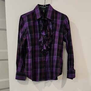 P2P 18.5" Ralph Lauren Purple and Black Plaid Blouse
